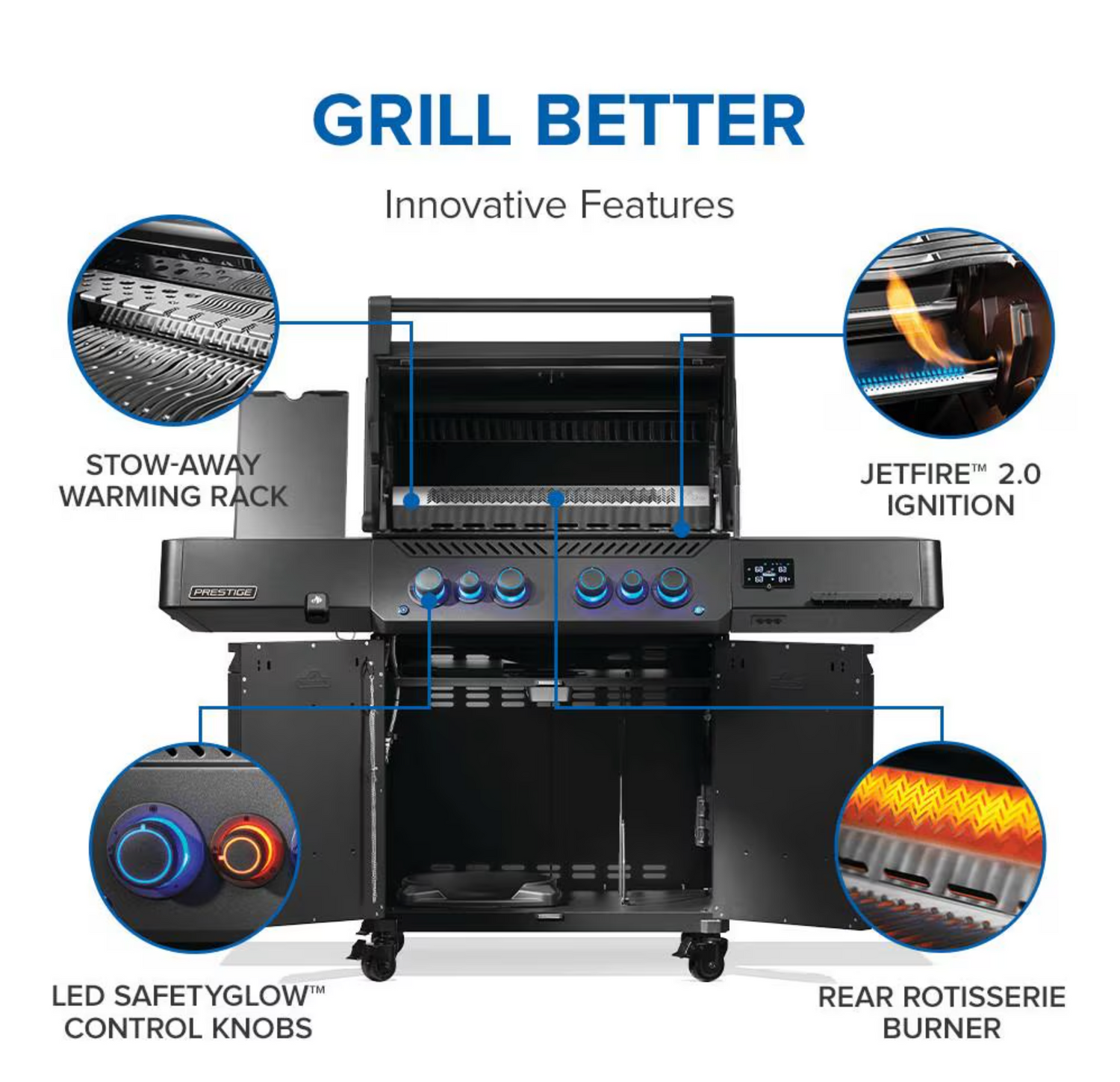 Napoleon Prestige Phantom 500 Connected 4-Burner Propane Grill w/ Rotisserie, WiFi & Bluetooth