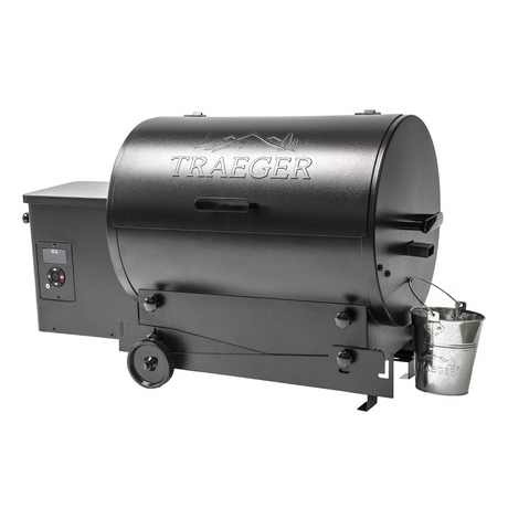 Traeger Tailgater 20 Black Pellet Grill On Cart - Legs Folded Angled