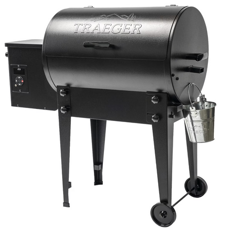 Traeger Tailgater 20 Black Pellet Grill On Cart - Legs Open Angled