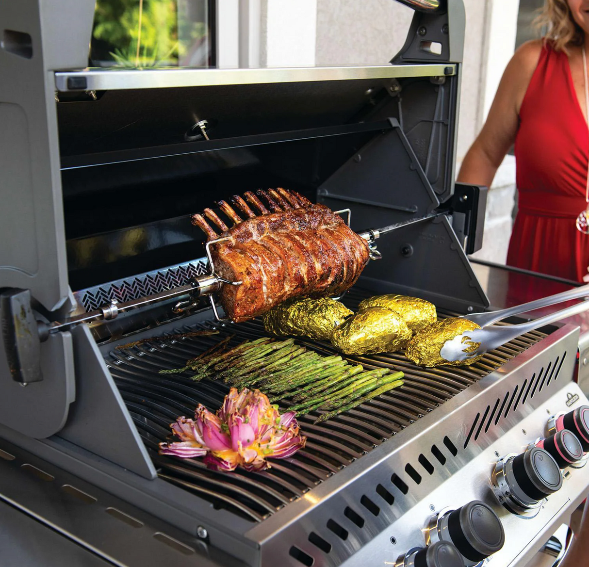 Napoleon Legacy Prestige 500 4-Burner Natural Gas Grill w/ Rotisserie & Side Burner - P500RSIBNSS-3