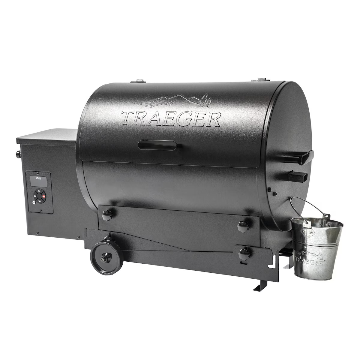 Traeger Tailgater 20 Black Pellet Grill On Cart - Legs Folded Angled