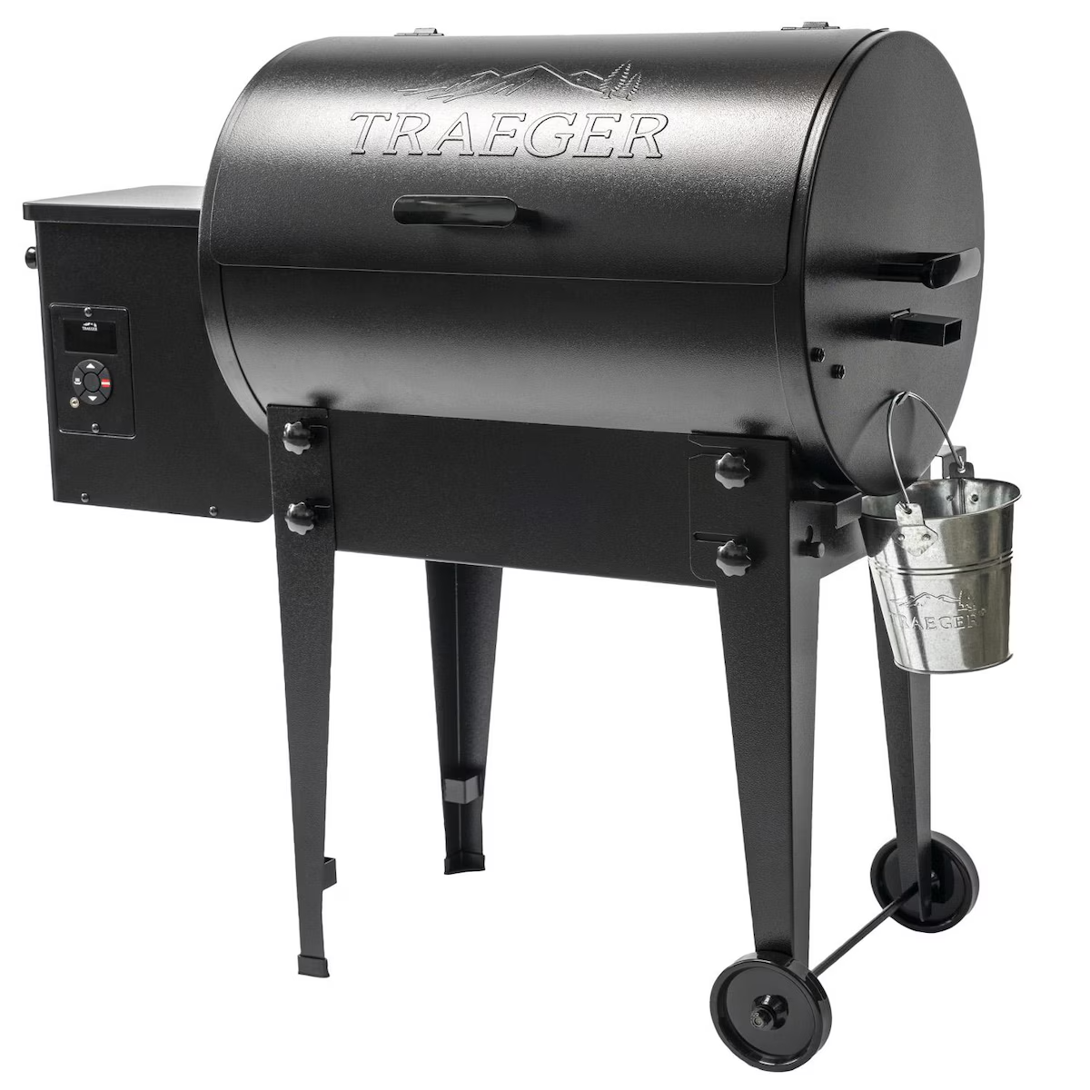 Traeger Tailgater 20 Black Pellet Grill On Cart - Legs Open Angled