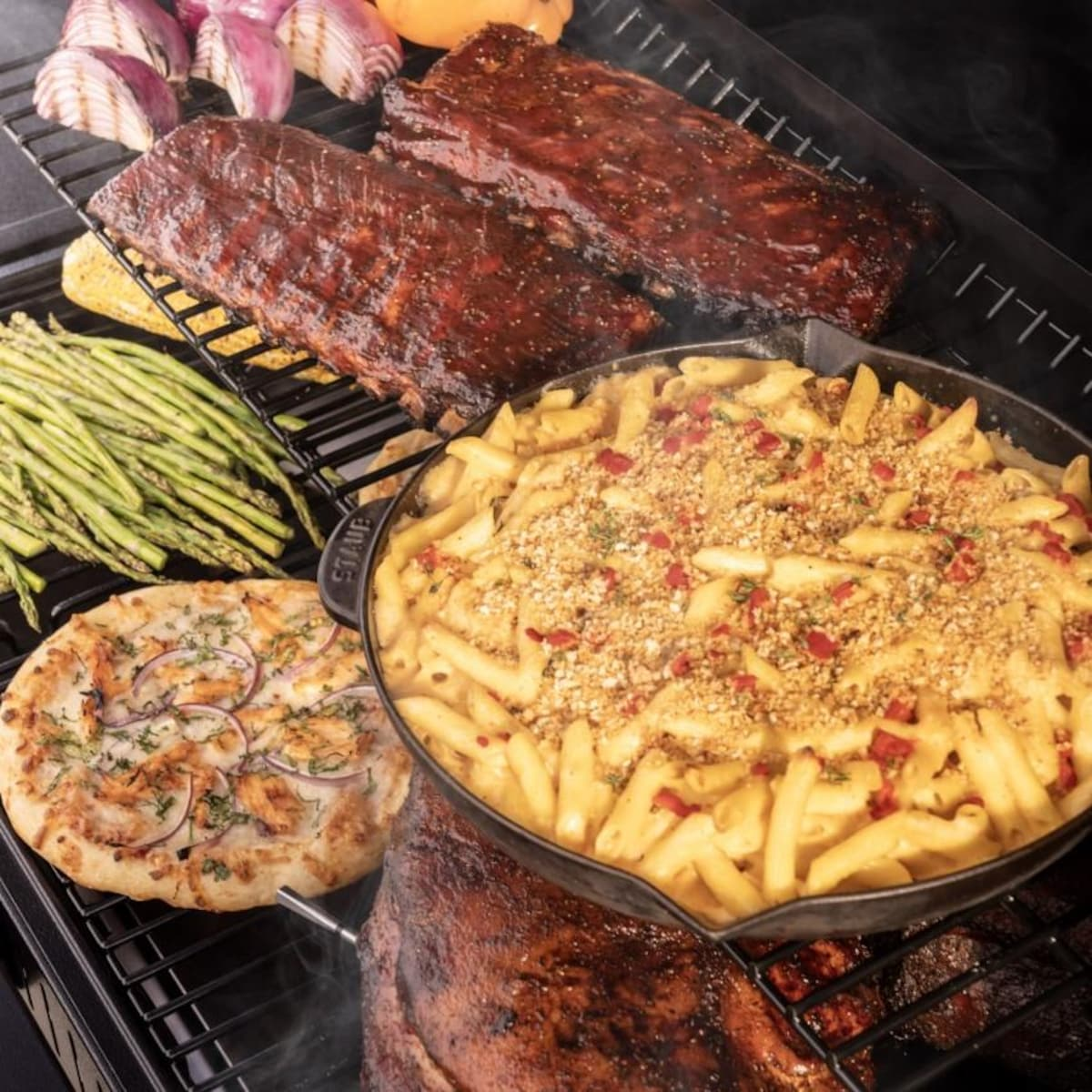 Traeger TFB86MLH Woodridge Pellet Grill - Food on Grill - Lifestyle
