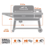 Traeger TFB93RLG Ironwood XL Wood Pellet Grill W/ Pop-And-Lock Accessory Rail - Dimensions
