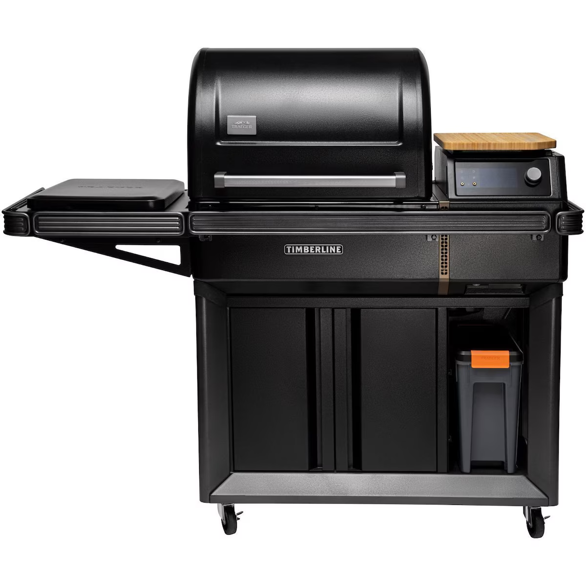 Traeger TBB86RLG Timberline Wood Pellet Grill - StayDry Pellet Bin Placed Under Hopper - WhiteBackground