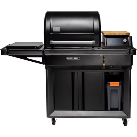 Traeger TBB86RLG Timberline Wood Pellet Grill - StayDry Pellet Bin Placed Under Hopper - WhiteBackground