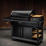 Traeger TBB01RLG Timberline XL Wood Pellet Grill - Angled View - Hero - Lifestyle