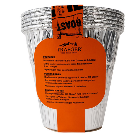 Traeger BAC608 Grease & Ash Keg Liner 5 Pack - Back Label