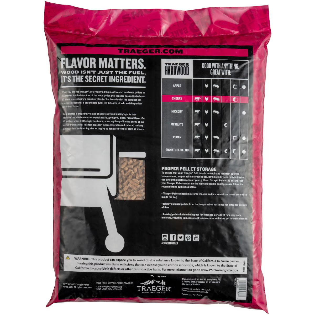 Traeger 20 Lb. Natural Hardwood Pellets - Cherry Back
