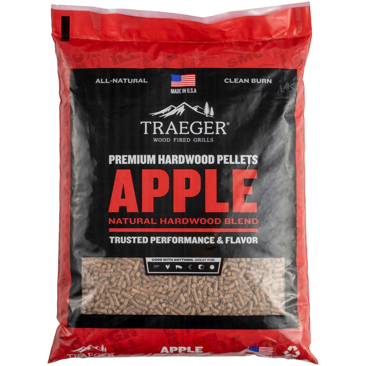 Traeger - 20 Lb. Natural Hardwood Pellets - Apple - 