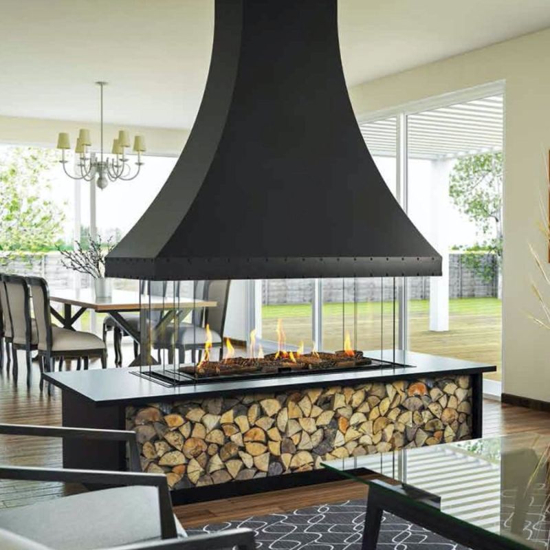 Island 130 No Hood With Base Decorative Hood Overview, Ortal Fireplaces, Grills, Miami FL
